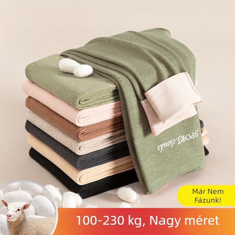 Női kasmírs fleece-es melegítő nadrág, varrás nélküli, meleg, magas derék
