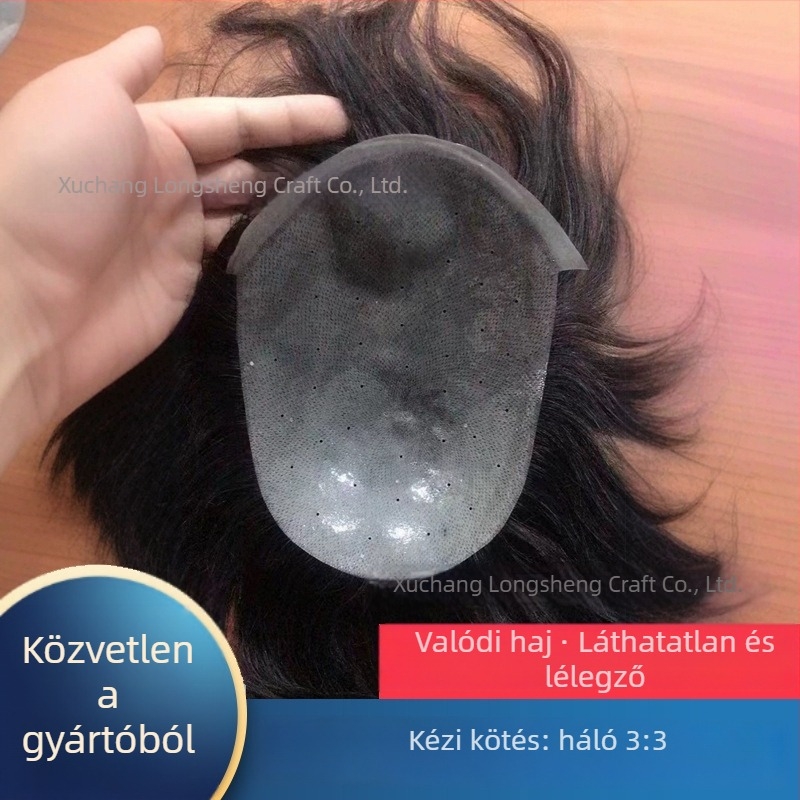 Biofilm férfi paróka – kézzel szőtt, rövid fazon, valódi haj, festhető és permelhető