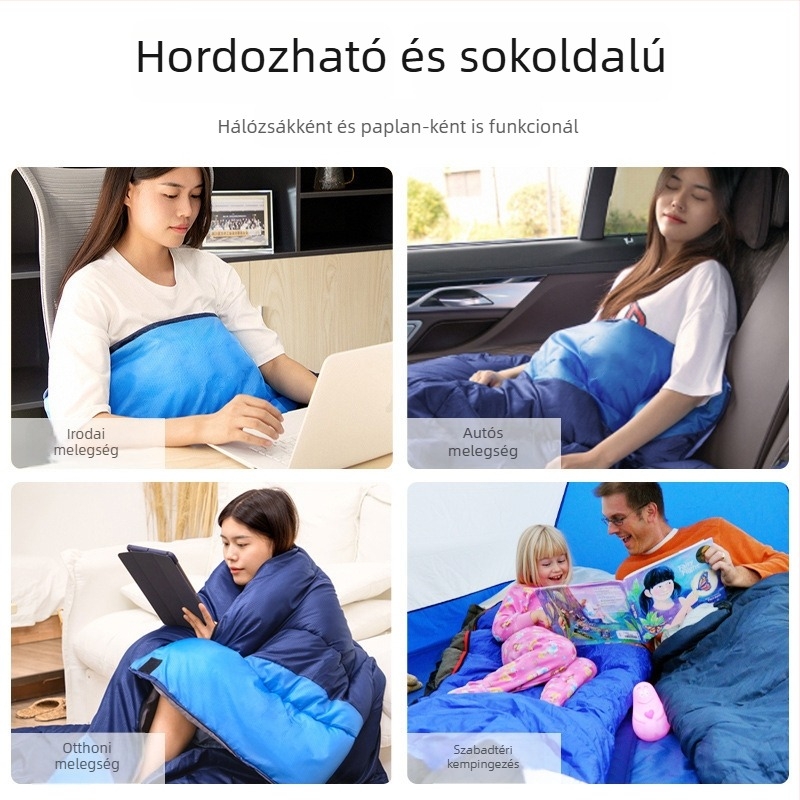 Kamuflázsos boríték stílusú hálózsák kültéri kempingezéshez, őszi–téli időszak, vastag, hidegálló, felnőttek, testreszabható