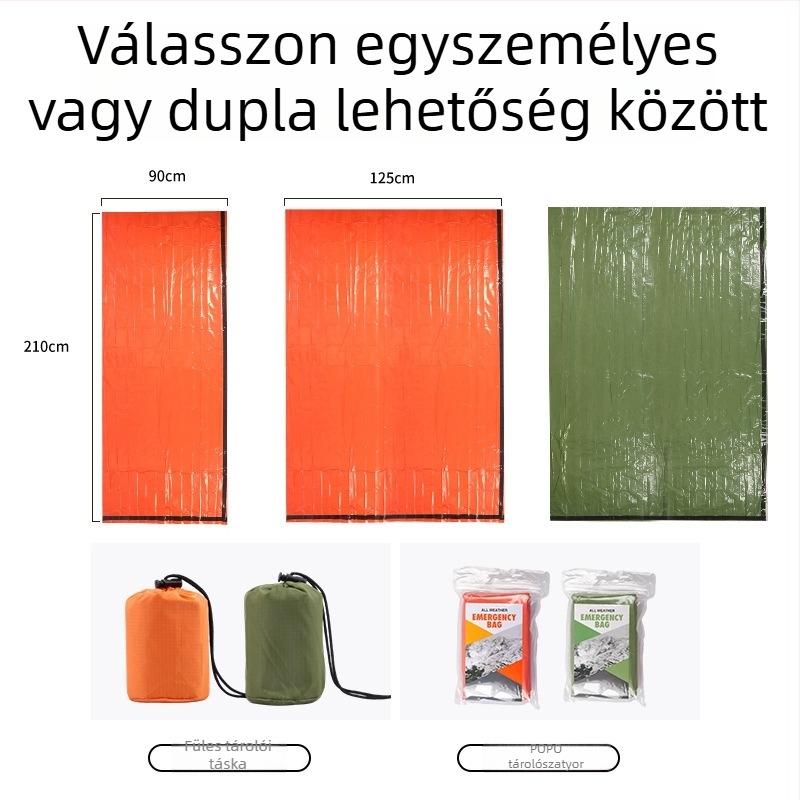 Zsák alakú sürgősségi hálózsák felnőtteknek, 220 g, PE belső anyag és PE alsó rész