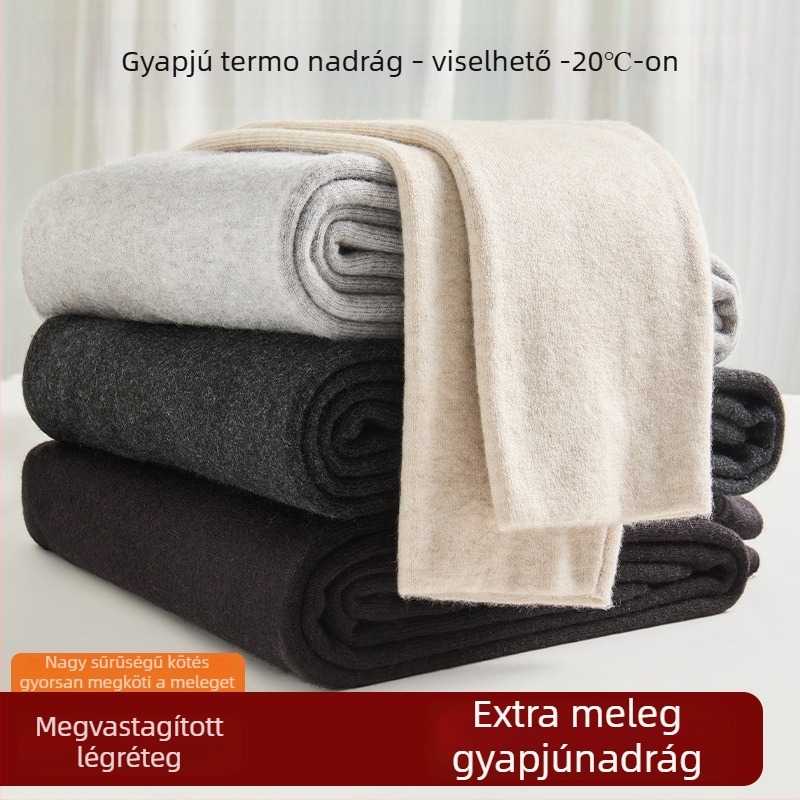 Férfiaknak és nőknek egyaránt készített kasmírszálas gyapjú nadrágok, melegek őszre, karcsú szabás, magas derék