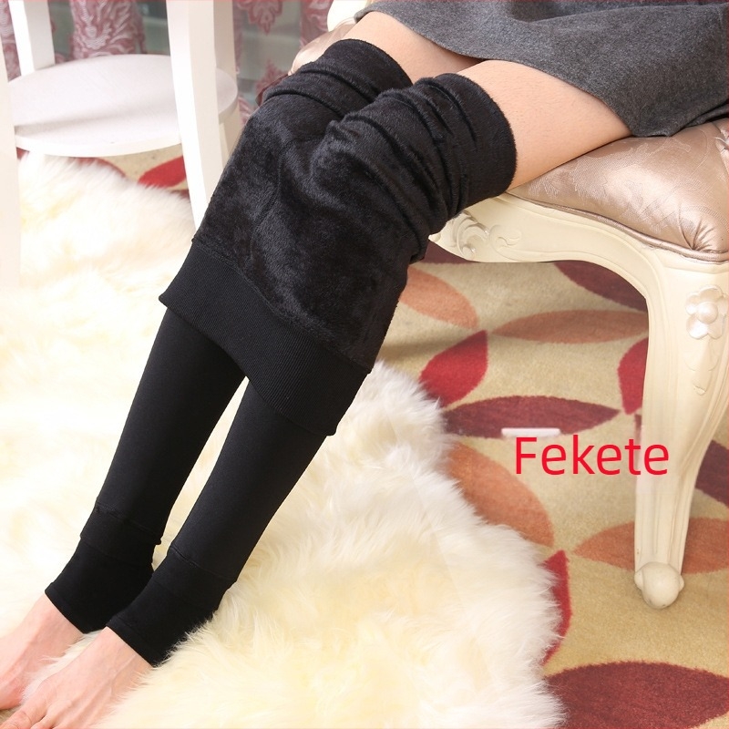 Plusz méretű gyöngyház bársony belső fleece-s női leggings, magas derekú, vastag téli melegítő