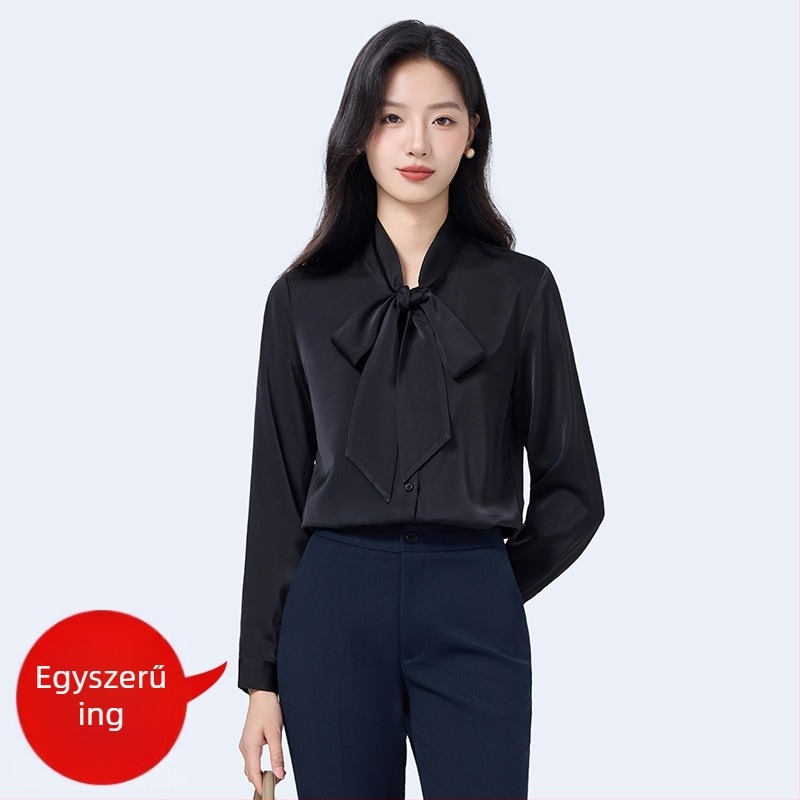 Női chiffon ing, V-nyakú, hosszú ujjú, 3D mintázat, poliészter-spandex