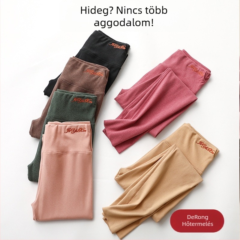 Női magas derekú bársonyos termikus leggings, seamless, téli meleg, plusz méret