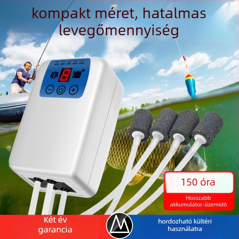 USB-s aerátor akváriumhoz és horgászathoz, újratölthető, hordozható, kettős használatú oxigénpumpa