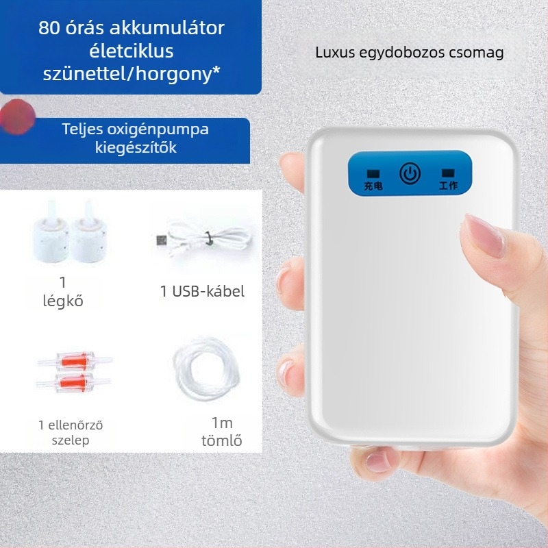 USB-s aerátor akváriumhoz és horgászathoz, újratölthető, hordozható, kettős használatú oxigénpumpa