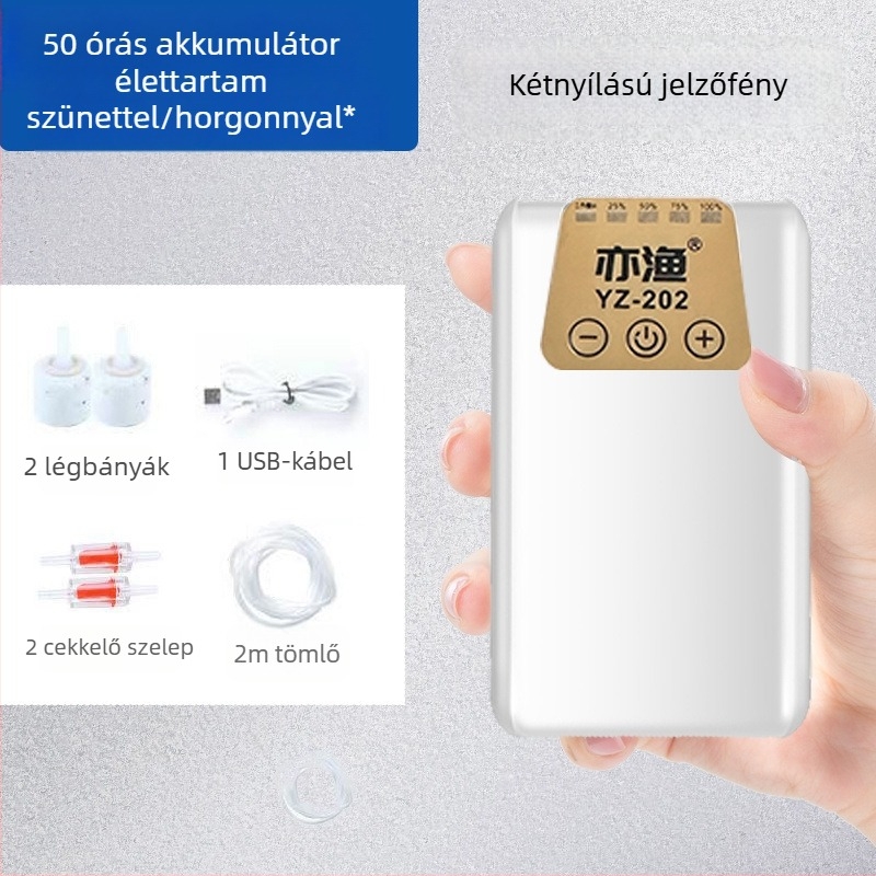 USB-s aerátor akváriumhoz és horgászathoz, újratölthető, hordozható, kettős használatú oxigénpumpa