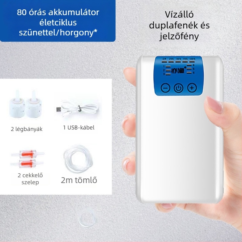 USB-s aerátor akváriumhoz és horgászathoz, újratölthető, hordozható, kettős használatú oxigénpumpa