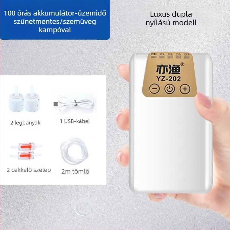USB-s aerátor akváriumhoz és horgászathoz, újratölthető, hordozható, kettős használatú oxigénpumpa
