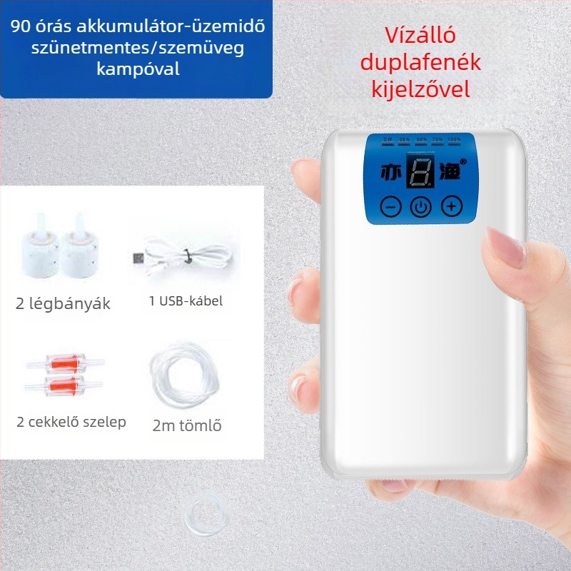 USB-s aerátor akváriumhoz és horgászathoz, újratölthető, hordozható, kettős használatú oxigénpumpa