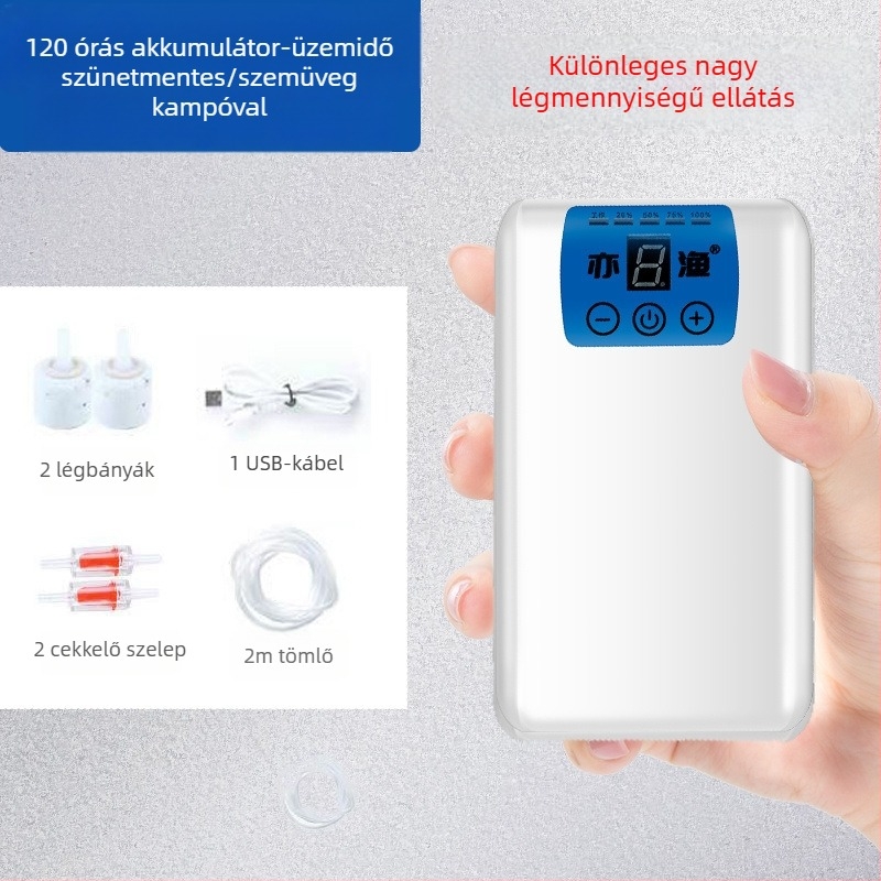 USB-s aerátor akváriumhoz és horgászathoz, újratölthető, hordozható, kettős használatú oxigénpumpa