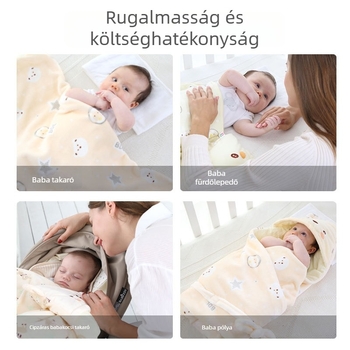 BDL/BIDOLE újszülött ölelős swaddle takaró, flanel anyag, poliészter töltet, rajzfilmszerű mintázat, alkalmas tavaszra és őszre