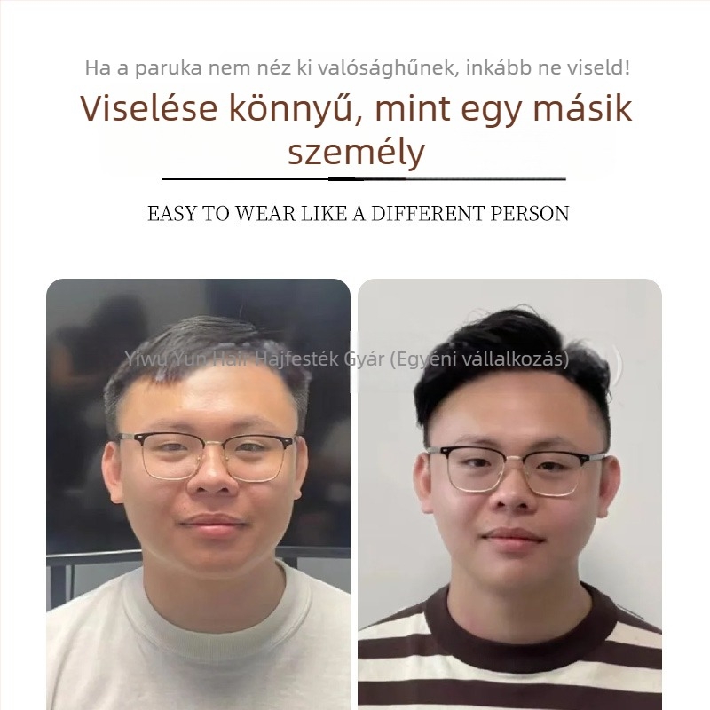 A Beauty Férfi paróka valódi emberi hajból, kézzel szőtt, lélegző alap, rövid hossz, festhető és dauerolható, ősz haj fedése