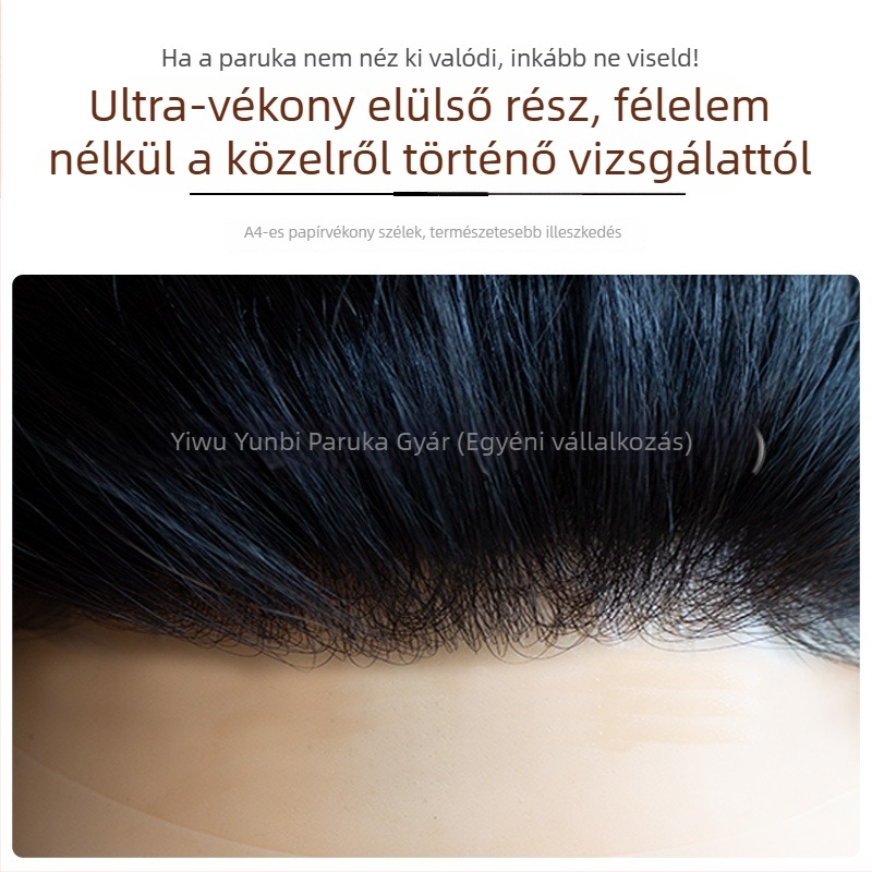 A Beauty Férfi paróka valódi emberi hajból, kézzel szőtt, lélegző alap, rövid hossz, festhető és dauerolható, ősz haj fedése