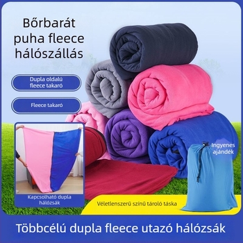 Poliészter flízes belső hálózsákhuzat, boríték-stílusú, felnőtteknek, kétoldalas, vastított, szennyeződés-álló, kempingezéshez és utazásokhoz