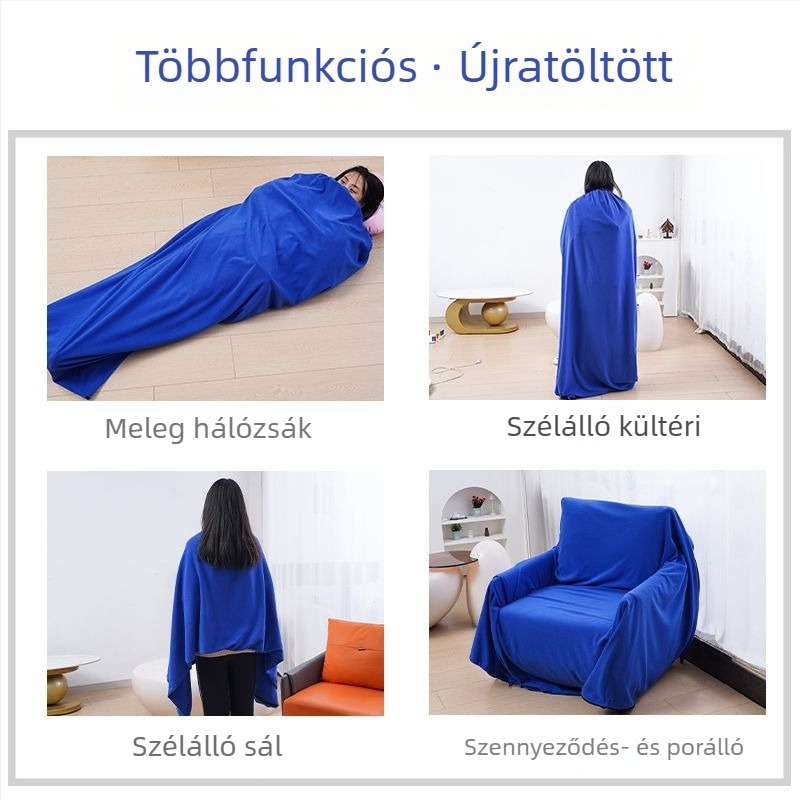 Poliészter flízes belső hálózsákhuzat, boríték-stílusú, felnőtteknek, kétoldalas, vastított, szennyeződés-álló, kempingezéshez és utazásokhoz