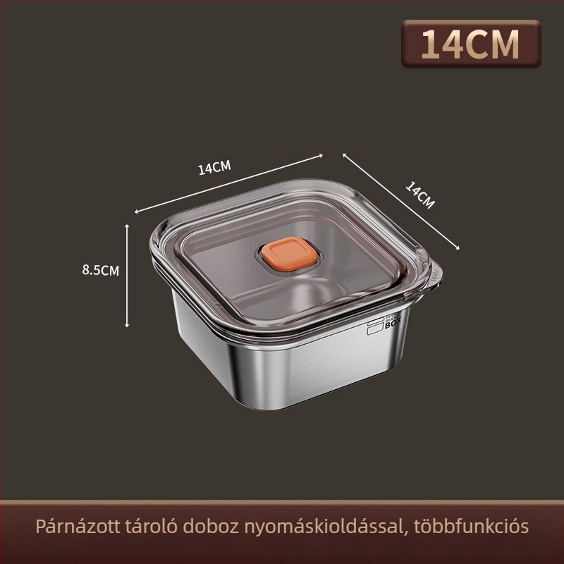 Rozsdamentes acél ebédes doboz, vákuum-izolált, zárt, négyzet alakú, hordozható