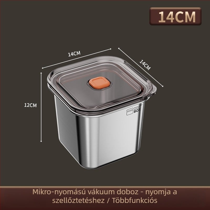 Rozsdamentes acél ebédes doboz, vákuum-izolált, zárt, négyzet alakú, hordozható
