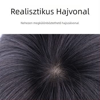 Középkorú és idős férfiak számára készült paróka valódi hajból, rövid hajhosszal, magas minőséggel, oldalsó elválasztással