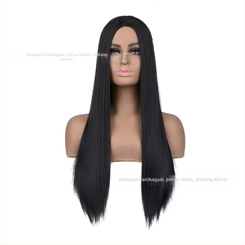 Addams Family cosplay paróka, középen elválasztott, egyenes haj, koreai stílus, hőálló szál, alkalmas festésre.