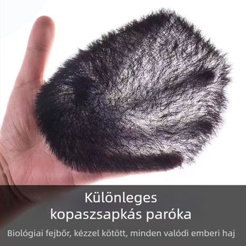 Donghui férfi paróka, kézzel szőtt, valódi emberi haj, nem hővel festett, bármilyen arcforma esetén