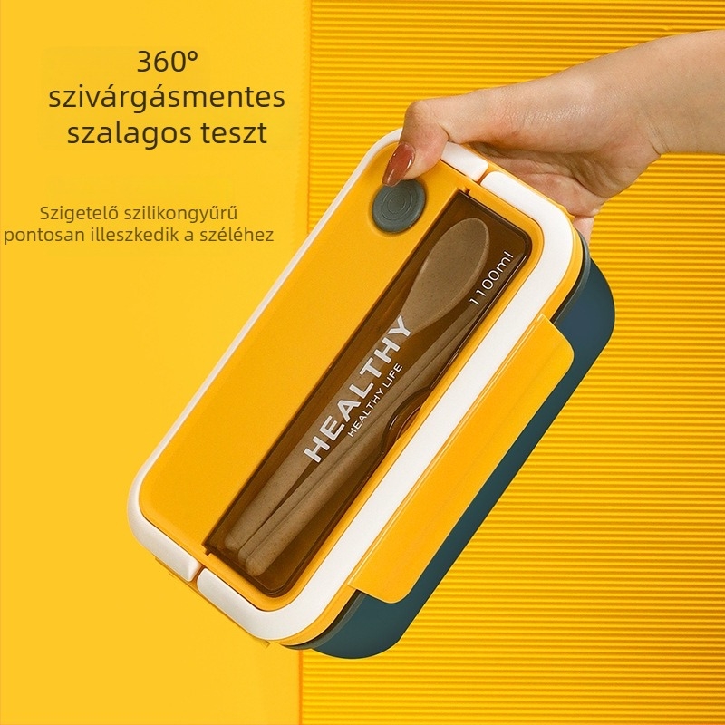 Műanyag ebédes doboz, téglalap alakú, mikrohullámú sütő kompatibilis, 1–2 L kapacitás