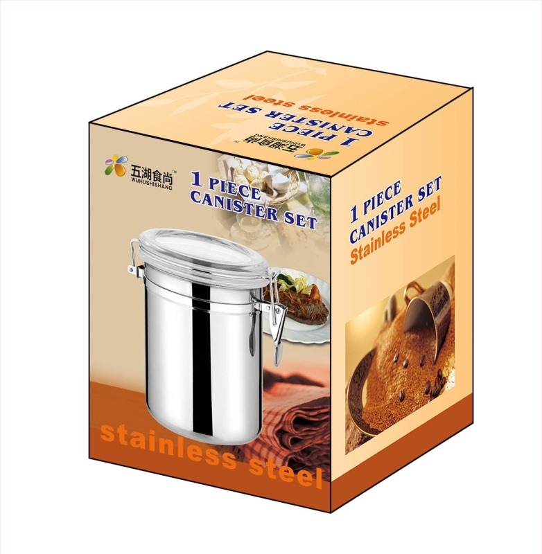 Rozsdamentes acél tömített tárolóedény, kerek formájú, 1–2 L kapacitás, nyomtatott logóval