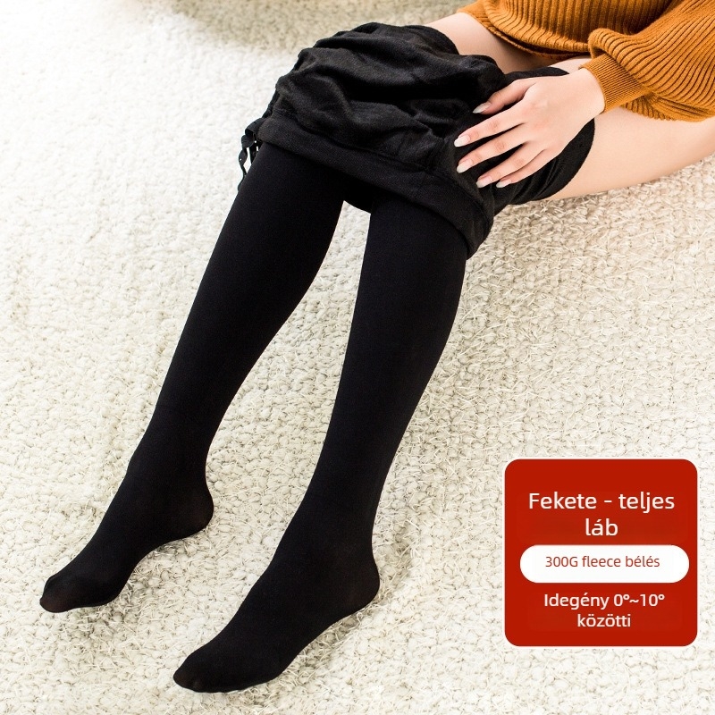 Kismama harisnya fleece béléssel, vastag, teljes hosszúságú, testhezálló, meleg poliészter–nylon keverék (50–70% poliészter, 30–50% nylon), magas rugalmasság