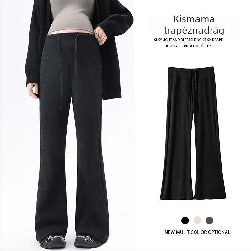 2025-ös kismama nadrág ősz-télre fleece-béléssel, enyhén bő szabású, sokoldalú hosszú nadrág kis termetű kismamáknak, 9/10 hossz