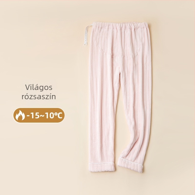 Kismama pizsama nadrág fleece béléssel, vastag, laza szabás, has támasz, téli otthoni viselet