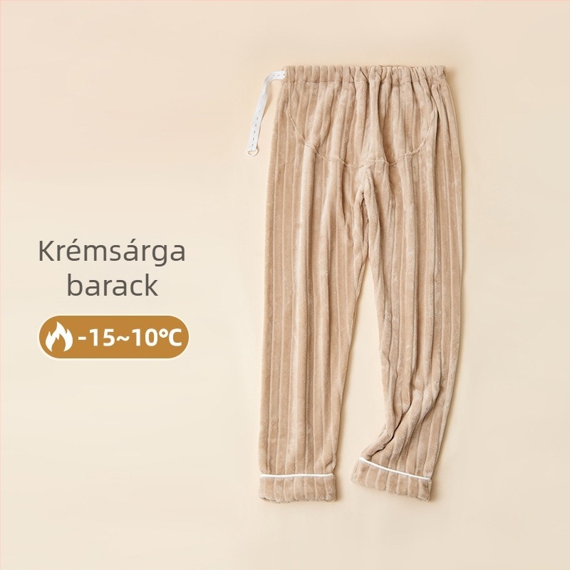Kismama pizsama nadrág fleece béléssel, vastag, laza szabás, has támasz, téli otthoni viselet