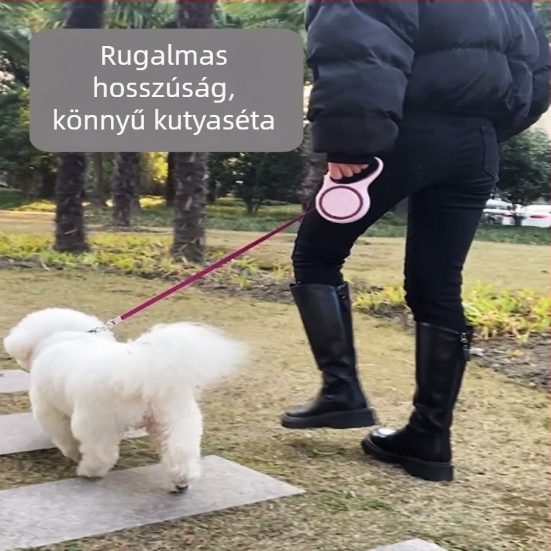 Teleszkópos automata kutyapóráz visszahúzható kötéllel (Teleszkópos; Automata; Kutyáknak; Kötél)