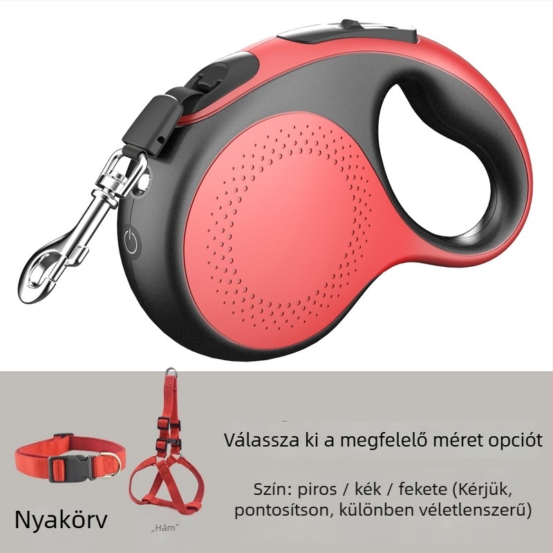 Teleszkópos automata kutyapóráz visszahúzható kötéllel (Teleszkópos; Automata; Kutyáknak; Kötél)