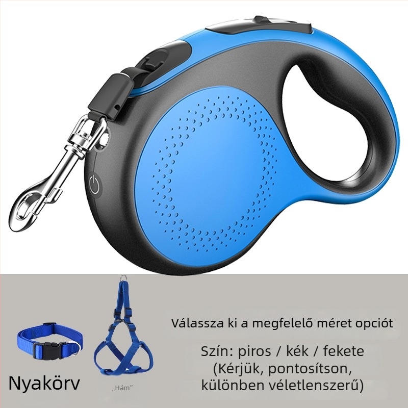 Teleszkópos automata kutyapóráz visszahúzható kötéllel (Teleszkópos; Automata; Kutyáknak; Kötél)