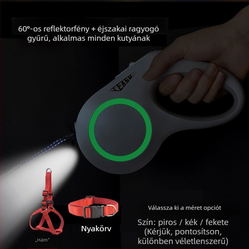 Teleszkópos automata kutyapóráz visszahúzható kötéllel (Teleszkópos; Automata; Kutyáknak; Kötél)