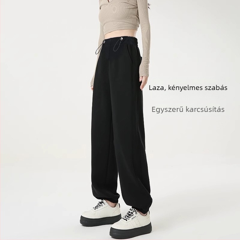 Anyasági nadrág fleece-beléssel, széles szabású, kétoldali húzózsinórral, 80–90% pamut