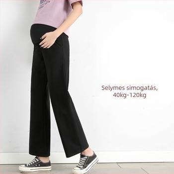 Női kismama nadrág hasi támogatással, laza, széles szabású, hosszú, római szövet, 70% nylon