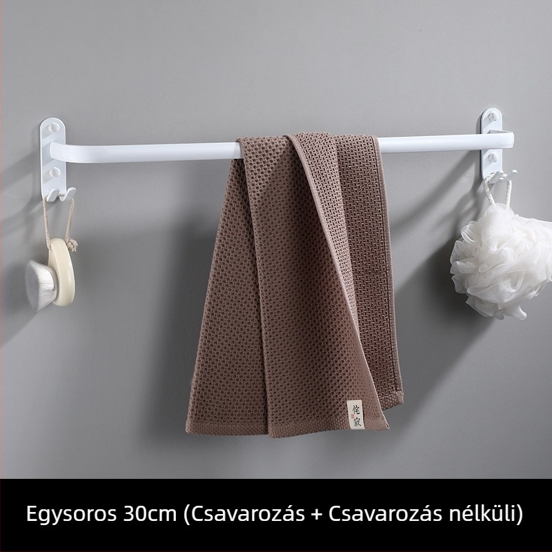 3 rétegű Space alumínium törölközőtartó, fúrás nélkül, modern minimál stílus, teherbírás 10 kg