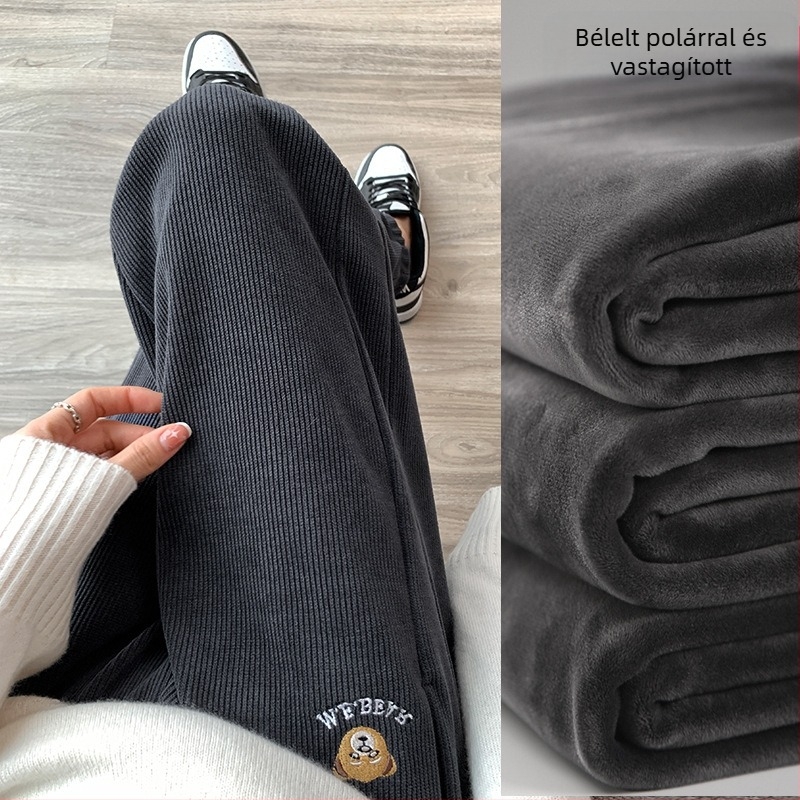 Kismama nadrág ősz-télre, rövid lábú jogger-stílus, plusz méret, fleece-béléssel, vastag, hastámasz, 3/4 hossz