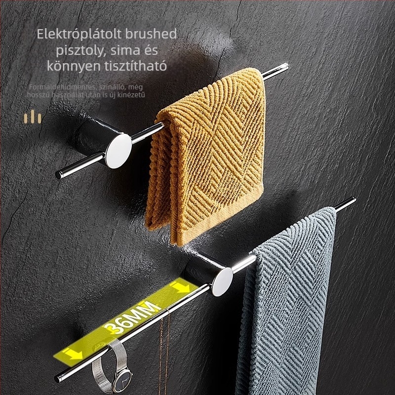 Réz törölközőtartó, króm bevonat, egykaros, 5 kg terhelhetőség, könnyű luxus stílus