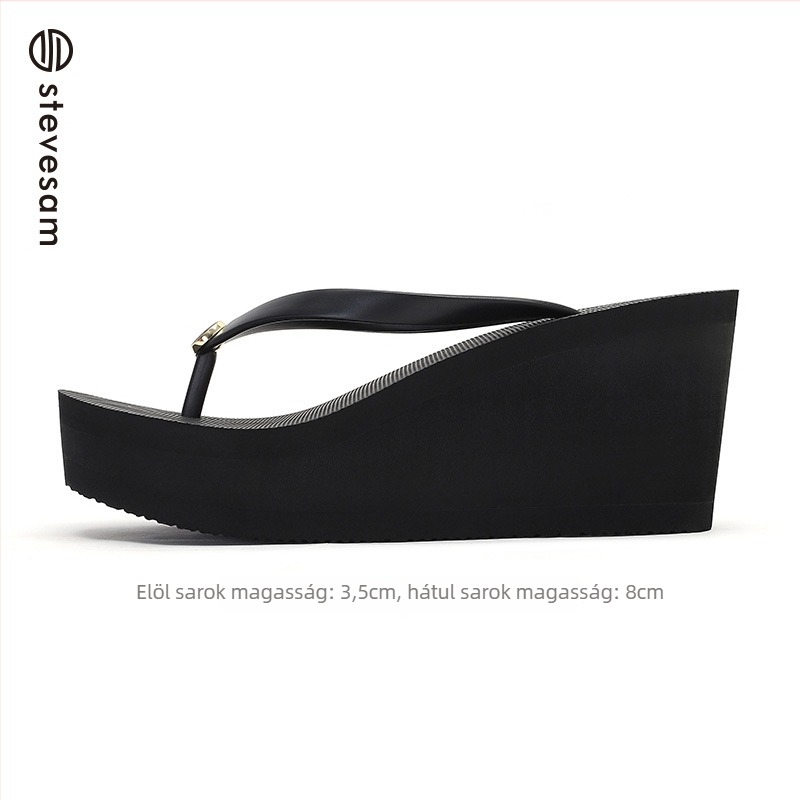 Női platformos flip-flop, PVC felső, gumitalp, kerek orr, bélés nélküli