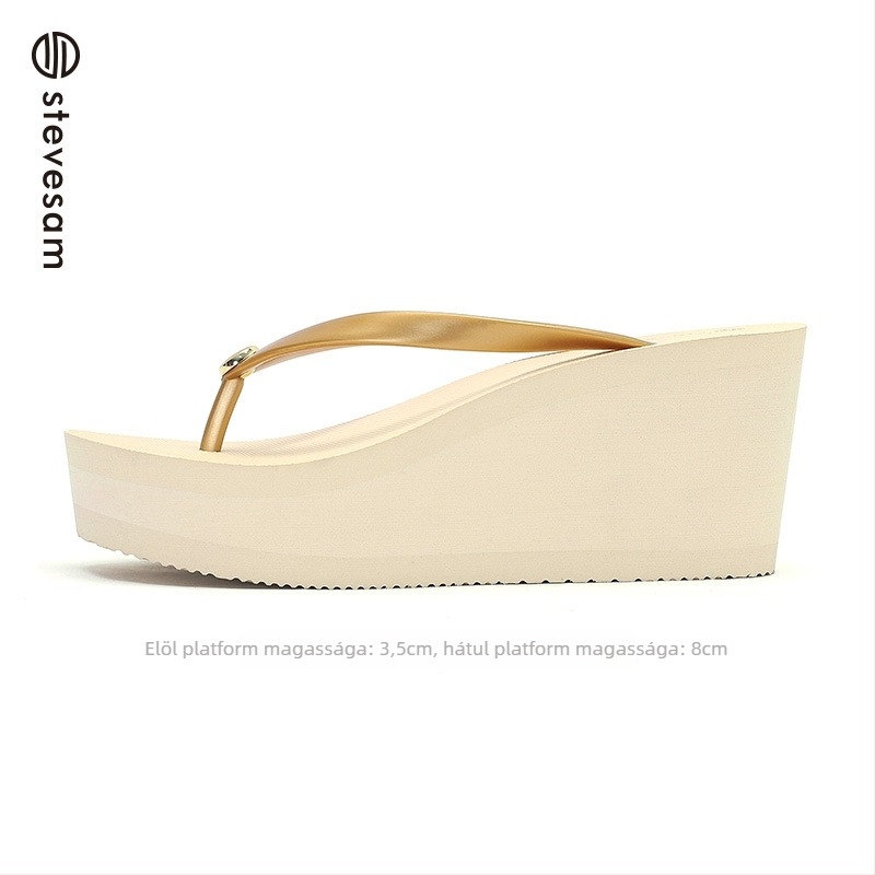 Női platformos flip-flop, PVC felső, gumitalp, kerek orr, bélés nélküli