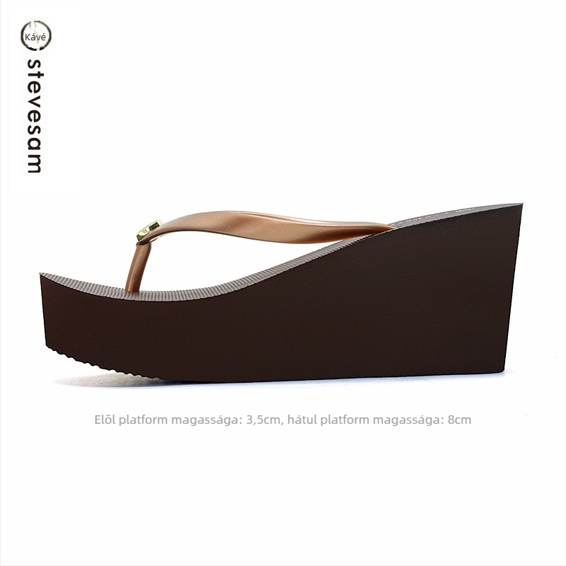 Női platformos flip-flop, PVC felső, gumitalp, kerek orr, bélés nélküli