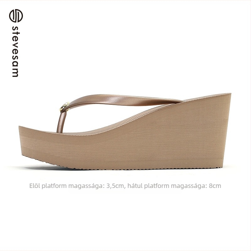 Női platformos flip-flop, PVC felső, gumitalp, kerek orr, bélés nélküli