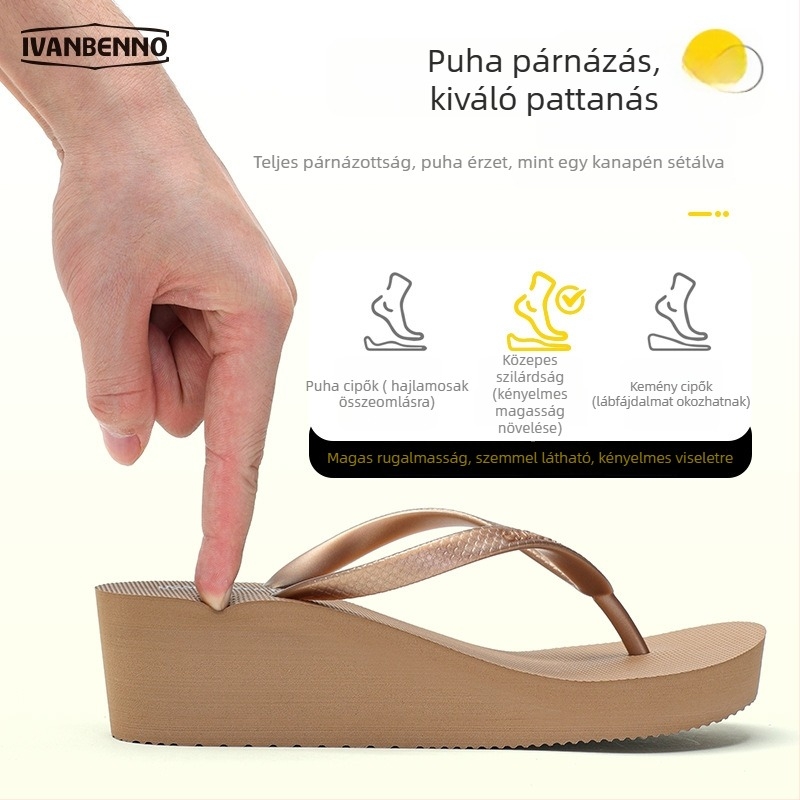 Női flip-flop 5 cm-es klinikus sarokkal, vastag talppal, EVA felsőrésszel, gumírozott talp, kerek orr