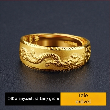 Nyitott sárkánygyűrű, réz, elektroplatált, uniszex retro, modell J014