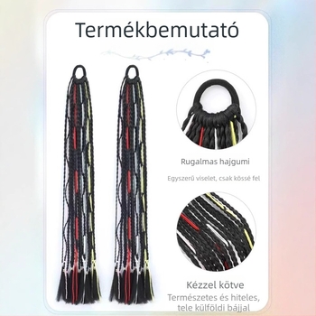 Paróka dupla lófarok, kézzel kötött fonat hőálló drótból; hosszú copf; nem alkalmas perm-re vagy festésre