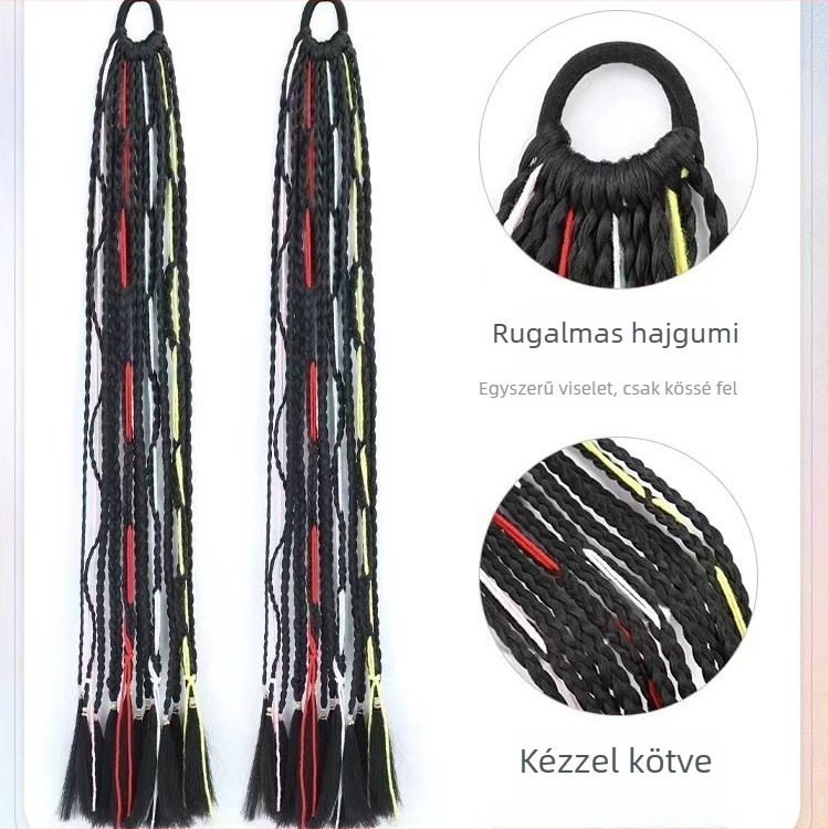 Paróka dupla lófarok, kézzel kötött fonat hőálló drótból; hosszú copf; nem alkalmas perm-re vagy festésre