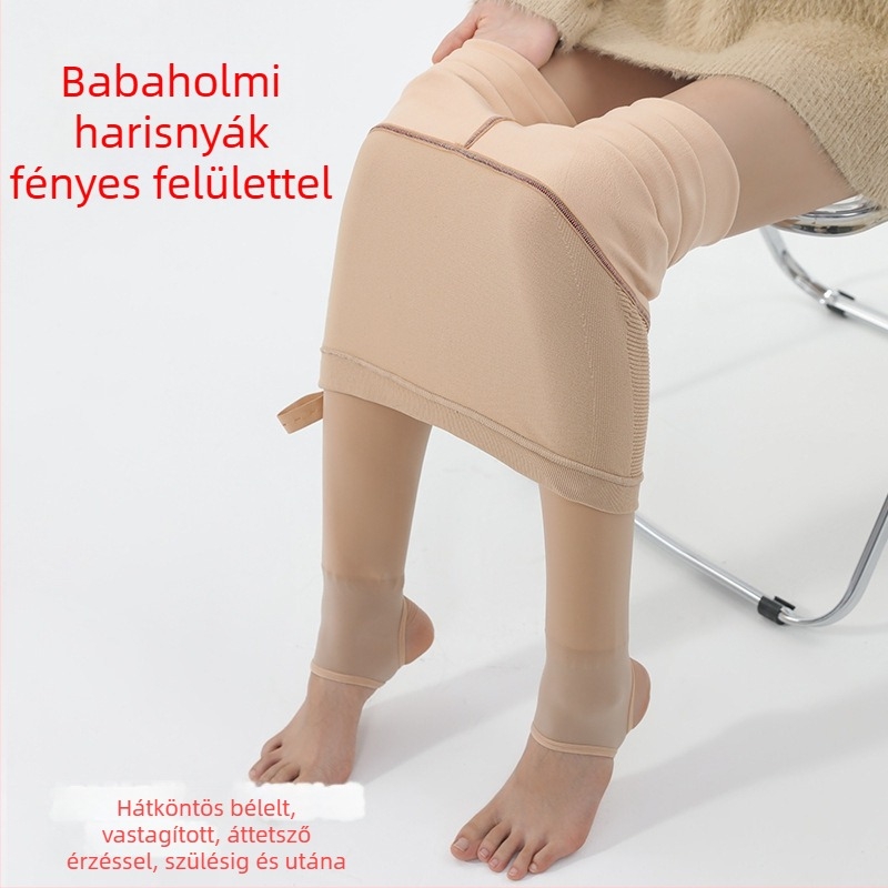 Terhességi vízcsillogó zokni közepes vastagsággal, 95% nylon, teljes hossz, has támogatás, nyár–tavasz–ősz–tél