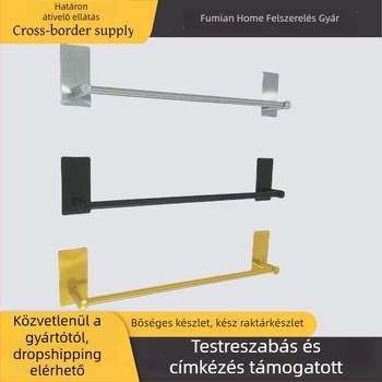 Törölközőtartó 304 rozsdamentes acélból, egyetlen rúd, fúrás nélkül, finomított felület, teherbírás 5 kg